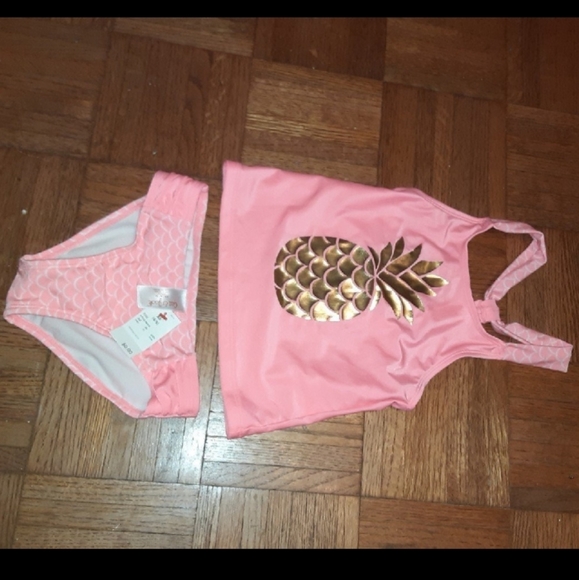 New Girls size 4/5 pineapple tankini 2 pc swinsuit - Picture 2 of 5